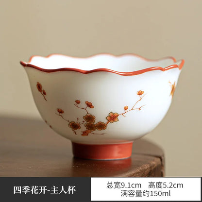 Luxury Ceramic Tea Tureen Chinese Kung Fu Teaware Teacups Set High End Porcelain Handmade Sancai Gaiwan Elegant Tea Bowl Cups