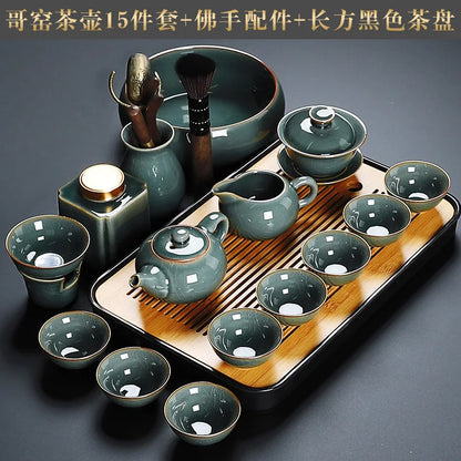 Luxury Chinese Puer Tea Set Ceremony Tray Drinkware Kitchen Afternoon Tea Gaiwan Teapot Mate Free Shipping Te Complete Drinkware