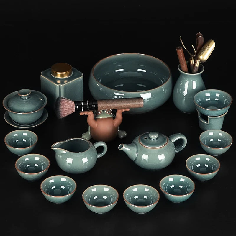 Luxury Chinese Puer Tea Set Ceremony Tray Drinkware Kitchen Afternoon Tea Gaiwan Teapot Mate Free Shipping Te Complete Drinkware