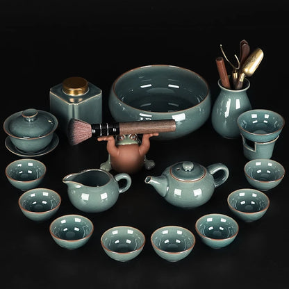 Luxury Chinese Puer Tea Set Ceremony Tray Drinkware Kitchen Afternoon Tea Gaiwan Teapot Mate Free Shipping Te Complete Drinkware