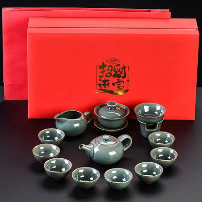 Luxury Chinese Puer Tea Set Ceremony Tray Drinkware Kitchen Afternoon Tea Gaiwan Teapot Mate Free Shipping Te Complete Drinkware