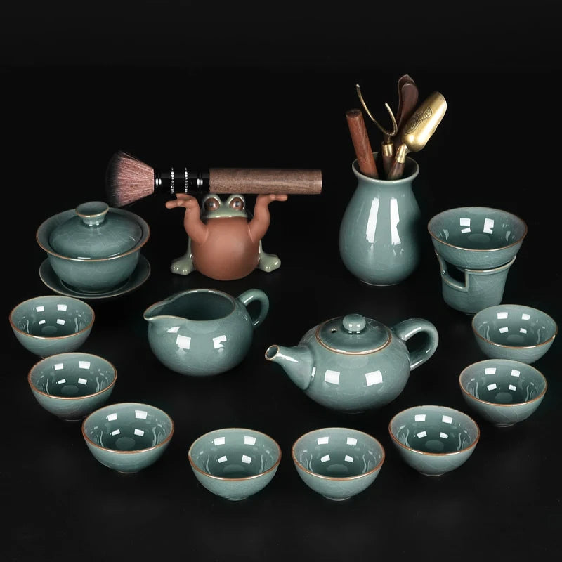 Luxury Chinese Puer Tea Set Ceremony Tray Drinkware Kitchen Afternoon Tea Gaiwan Teapot Mate Free Shipping Te Complete Drinkware
