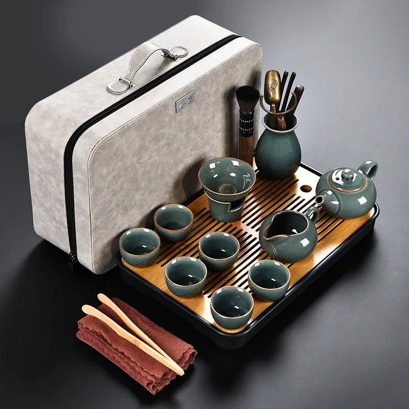 Luxury Chinese Puer Tea Set Ceremony Tray Drinkware Kitchen Afternoon Tea Gaiwan Teapot Mate Free Shipping Te Complete Drinkware