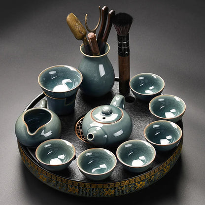 Luxury Chinese Puer Tea Set Ceremony Tray Drinkware Kitchen Afternoon Tea Gaiwan Teapot Mate Free Shipping Te Complete Drinkware