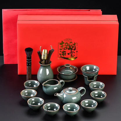 Luxury Chinese Puer Tea Set Ceremony Tray Drinkware Kitchen Afternoon Tea Gaiwan Teapot Mate Free Shipping Te Complete Drinkware