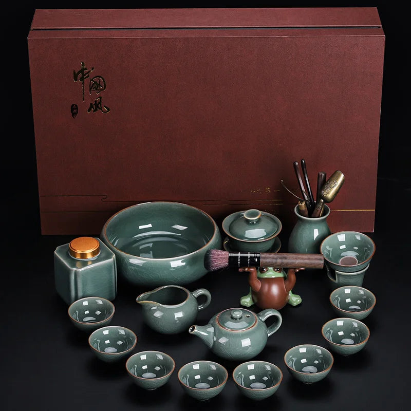 Luxury Chinese Puer Tea Set Ceremony Tray Drinkware Kitchen Afternoon Tea Gaiwan Teapot Mate Free Shipping Te Complete Drinkware
