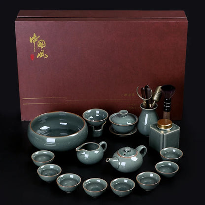 Luxury Chinese Puer Tea Set Ceremony Tray Drinkware Kitchen Afternoon Tea Gaiwan Teapot Mate Free Shipping Te Complete Drinkware