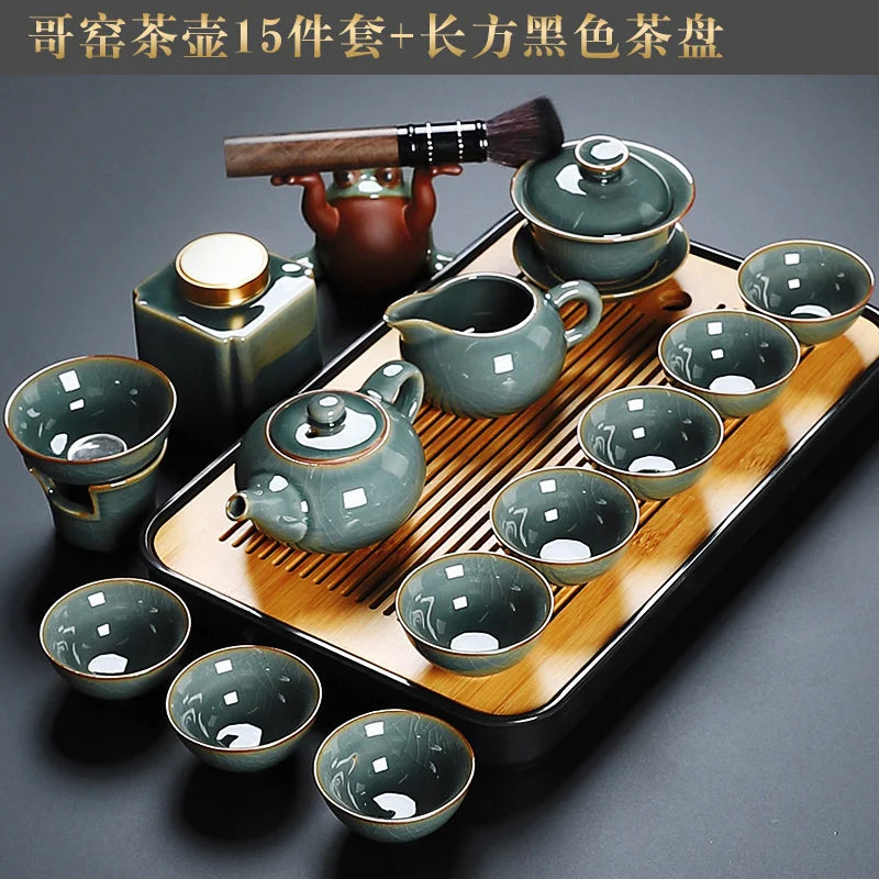 Luxury Chinese Puer Tea Set Ceremony Tray Drinkware Kitchen Afternoon Tea Gaiwan Teapot Mate Free Shipping Te Complete Drinkware