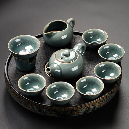 Luxury Chinese Puer Tea Set Ceremony Tray Drinkware Kitchen Afternoon Tea Gaiwan Teapot Mate Free Shipping Te Complete Drinkware