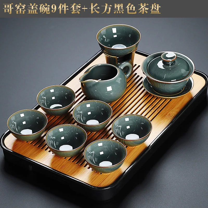 Luxury Chinese Puer Tea Set Ceremony Tray Drinkware Kitchen Afternoon Tea Gaiwan Teapot Mate Free Shipping Te Complete Drinkware