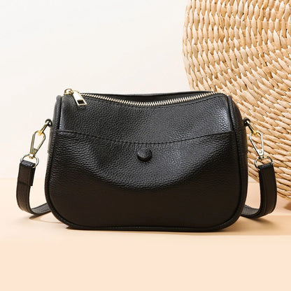Luxury Cow Leather Messenger Bag Women Tote Bag Large Capacity Casual Handbag Purse Female Fashion Genuine Leather Shoulder Bags