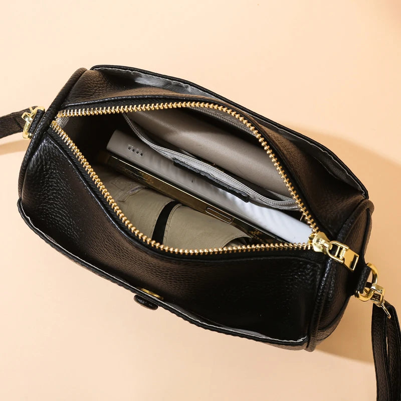 Luxury Cow Leather Messenger Bag Women Tote Bag Large Capacity Casual Handbag Purse Female Fashion Genuine Leather Shoulder Bags