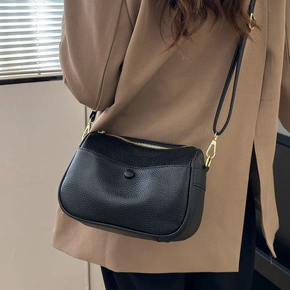 Luxury Cow Leather Messenger Bag Women Tote Bag Large Capacity Casual Handbag Purse Female Fashion Genuine Leather Shoulder Bags