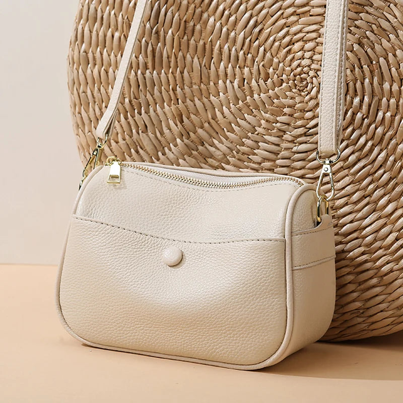 Luxury Cow Leather Messenger Bag Women Tote Bag Large Capacity Casual Handbag Purse Female Fashion Genuine Leather Shoulder Bags