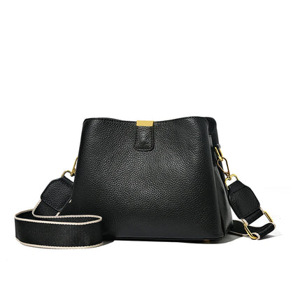 Luxury Cow Leather Women Shoulder Crossbody Bag Fashion 3 Layer Ladies Small Bucket Handbag Genuine Leather Female Messenger Bag