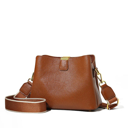 Luxury Cow Leather Women Shoulder Crossbody Bag Fashion 3 Layer Ladies Small Bucket Handbag Genuine Leather Female Messenger Bag
