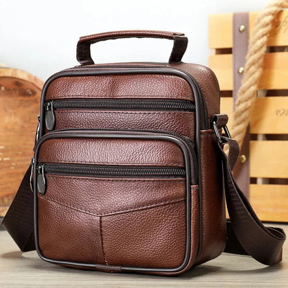 Luxury Cowhide Men's Shoulder Vertical Genuine Leather Messenger Vintage Small Crossbody Bag Fashion Handbag