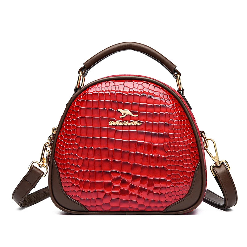 Luxury Crocod Pattern Patent Leather Shoulder Messenger Bag For Women 2023 Designer Crossbody Bag High Quality Handbag Women Bag