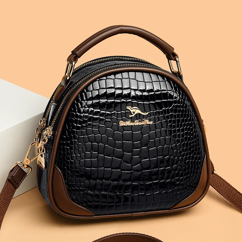 Luxury Crocod Pattern Patent Leather Shoulder Messenger Bag For Women 2023 Designer Crossbody Bag High Quality Handbag Women Bag