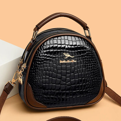 Luxury Crocod Pattern Patent Leather Shoulder Messenger Bag For Women 2023 Designer Crossbody Bag High Quality Handbag Women Bag