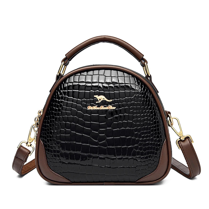 Luxury Crocod Pattern Patent Leather Shoulder Messenger Bag For Women 2023 Designer Crossbody Bag High Quality Handbag Women Bag