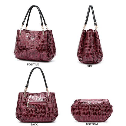 Luxury Crocodile Handbag Women Retro Three-pocket Large Shoulder Bag Female High Quality Causal Totes for Shopping Big Bag Sac