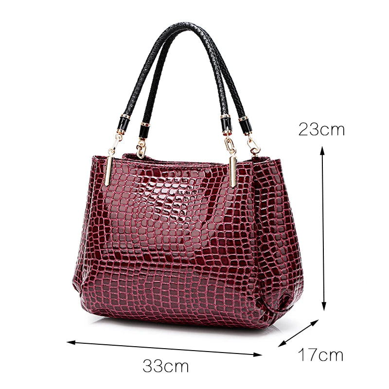 Luxury Crocodile Handbag Women Retro Three-pocket Large Shoulder Bag Female High Quality Causal Totes for Shopping Big Bag Sac