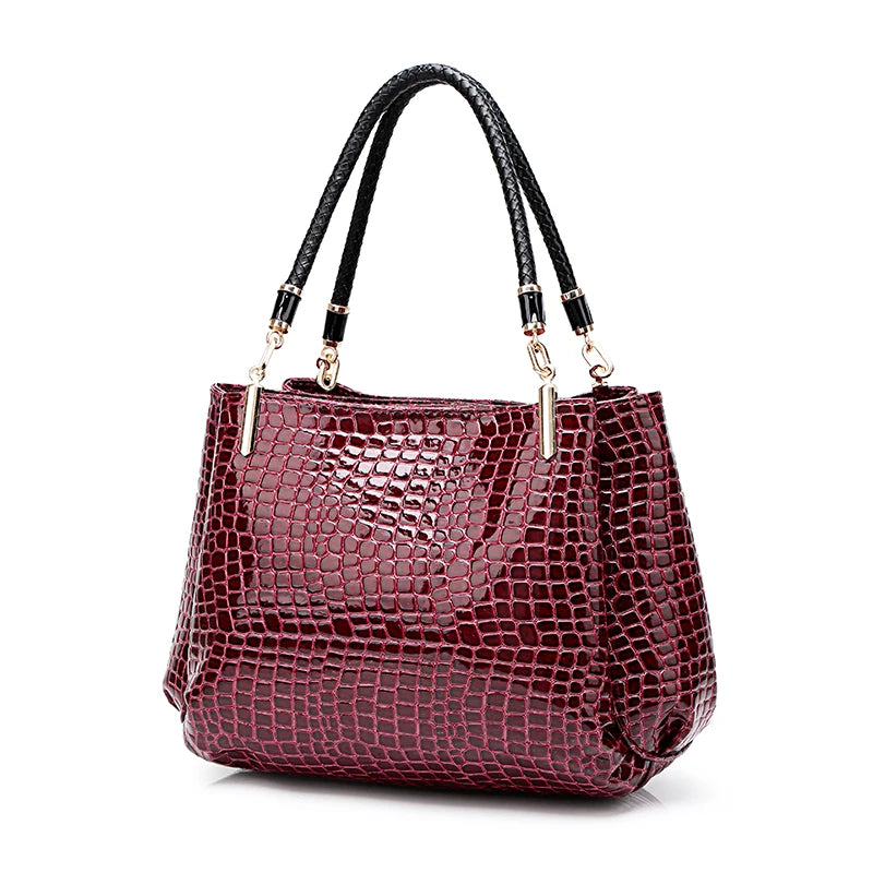 Luxury Crocodile Handbag Women Retro Three-pocket Large Shoulder Bag Female High Quality Causal Totes for Shopping Big Bag Sac