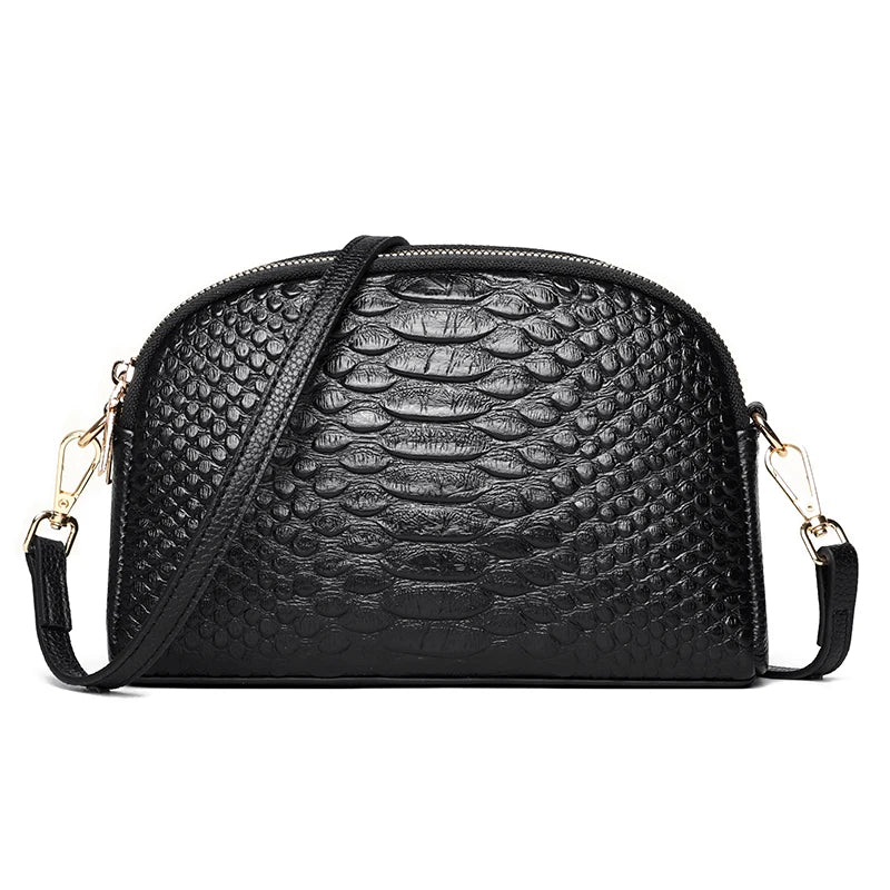 Luxury Crocodile Pattern Genuine Leather Shoulder Crossbody Bag For Women High Quality Cowhide Ladies Messenger Tote Sac Handbag
