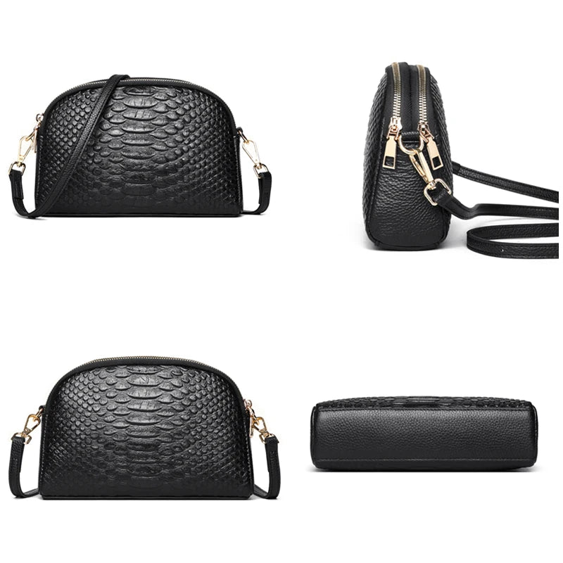 Luxury Crocodile Pattern Genuine Leather Shoulder Crossbody Bag For Women High Quality Cowhide Ladies Messenger Tote Sac Handbag