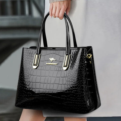 Luxury Crocodile Pattern Patent Leather Shoulder Crossbody Bag for Women 2023 Women's Handbag 3 Layers Female Messenger Tote Sac