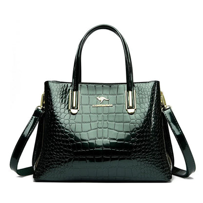 Luxury Crocodile Pattern Patent Leather Shoulder Crossbody Bag for Women 2023 Women's Handbag 3 Layers Female Messenger Tote Sac