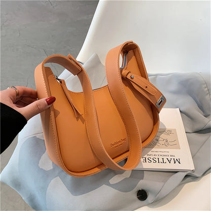 Luxury Crossbody Bags for Women 2022 Soft Leather Lemon Color Shoulder Bag Women Casual Satchels Wide Straps Fashion Bag Handbag