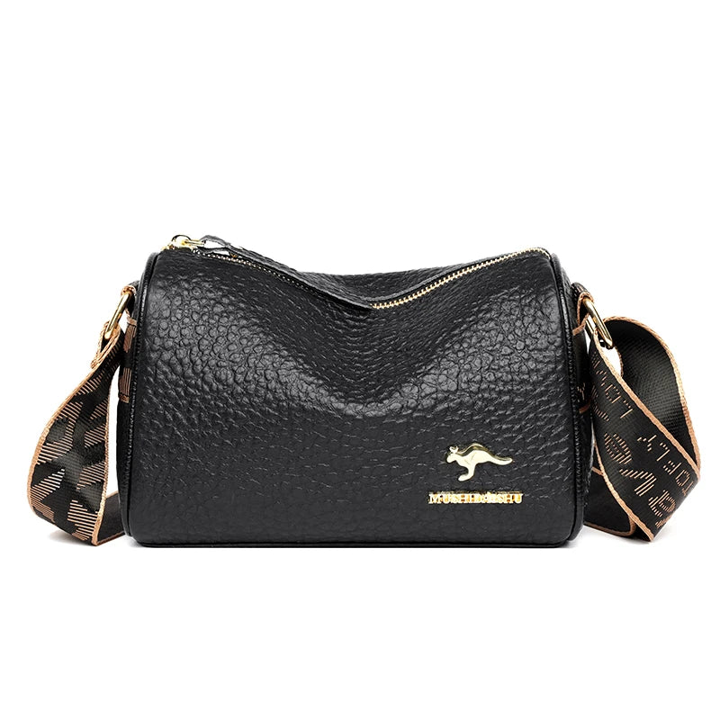 Luxury Cylinder Shoulder Bag Fashion Crocodile Pattern Genuine Leather Women Handbags Large Capacity Crossbody Bags Women Wallet