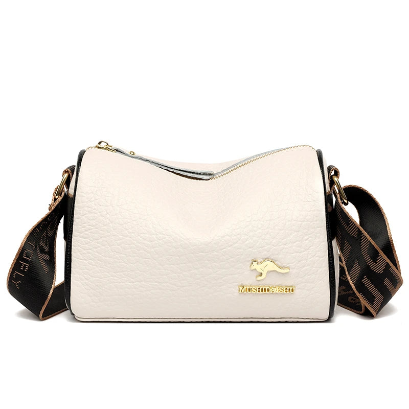 Luxury Cylinder Shoulder Bag Fashion Crocodile Pattern Genuine Leather Women Handbags Large Capacity Crossbody Bags Women Wallet