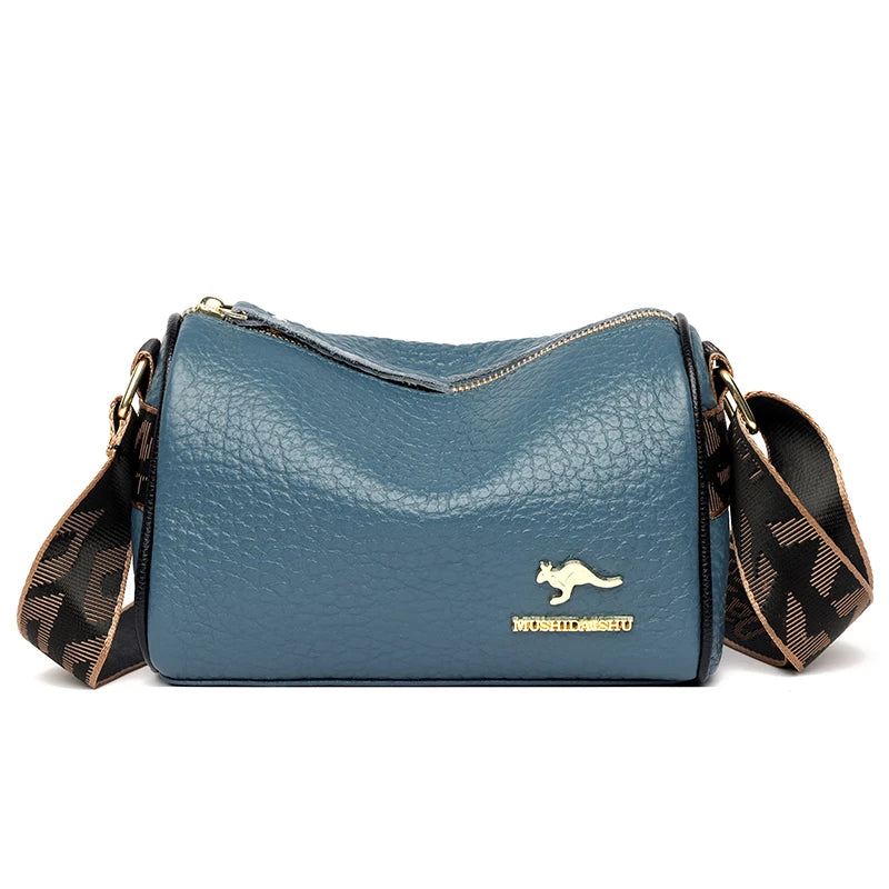 Luxury Cylinder Shoulder Bag Fashion Crocodile Pattern Genuine Leather Women Handbags Large Capacity Crossbody Bags Women Wallet