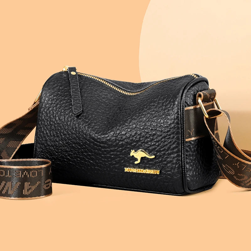 Luxury Cylinder Shoulder Bag Fashion Crocodile Pattern Genuine Leather Women Handbags Large Capacity Crossbody Bags Women Wallet