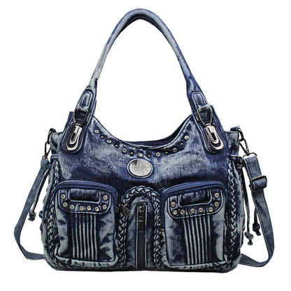 Luxury Denim Jean Bag Women Handbag Female Multiple Pockets Shoulder Crossbody Bag Diamante Girsl Ladies Tote Bags Party Bolsas