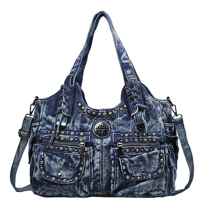 Luxury Denim Jean Bag Women Handbag Female Multiple Pockets Shoulder Crossbody Bag Diamante Girsl Ladies Tote Bags Party Bolsas