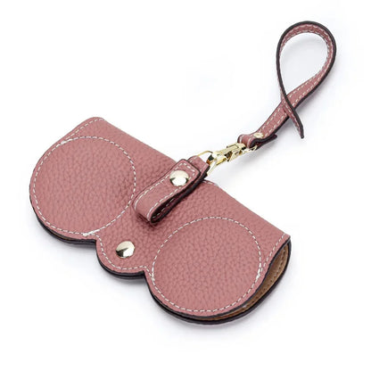 Luxury Design Genuine Leather Glasses Case for Women Eyewear Accessories Simple Cute Wristlet Portable Sunglasses Holder Bags