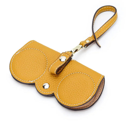 Luxury Design Genuine Leather Glasses Case for Women Eyewear Accessories Simple Cute Wristlet Portable Sunglasses Holder Bags