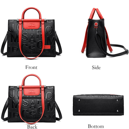 Luxury Design Ladies Handbag High Quality PU Leather Color Matching Shoulder Bag Large-capacity Top-handle Travel Messenger Bags