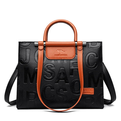 Luxury Design Ladies Handbag High Quality PU Leather Color Matching Shoulder Bag Large-capacity Top-handle Travel Messenger Bags