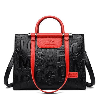 Luxury Design Ladies Handbag High Quality PU Leather Color Matching Shoulder Bag Large-capacity Top-handle Travel Messenger Bags