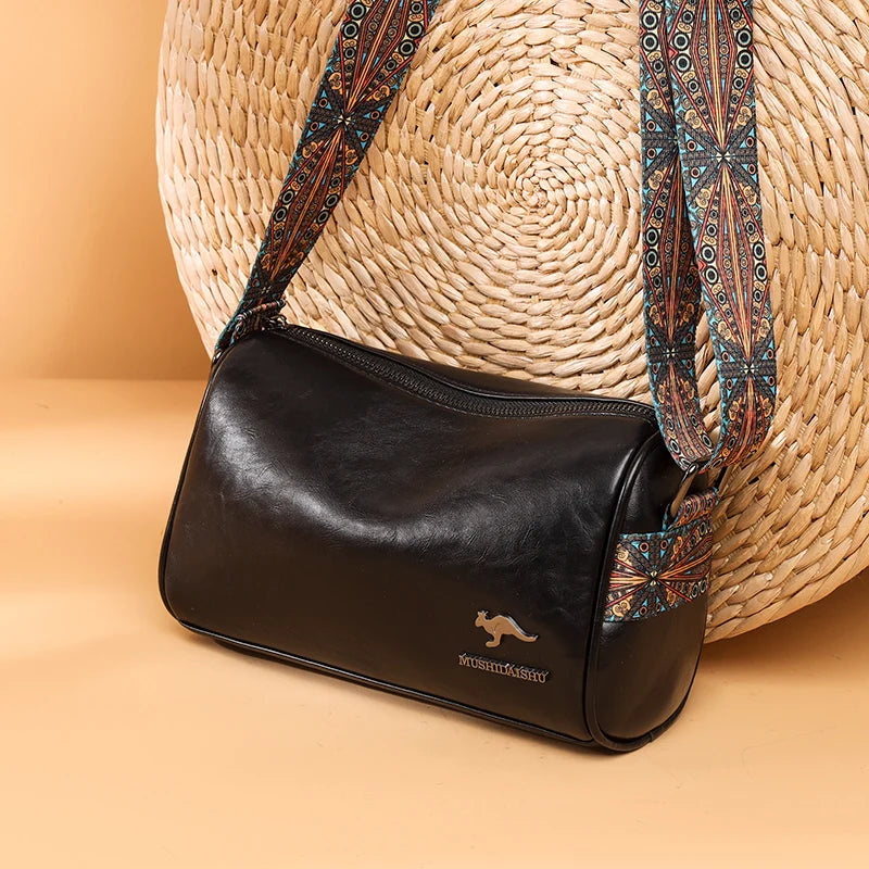 Luxury Designer Handbags High Quality 2023 Leather Shoulder Bags For Women Solid Color Wide Strap Crossbody Bags bolsa feminina
