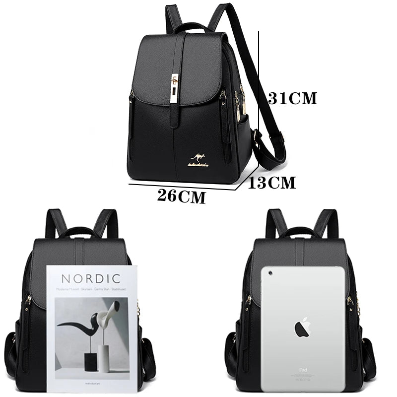 Luxury Designer Ladies Bookbag Fashion Women Backpack High Quality PU Leather Backpacks Large Capacity Travel SchoolBag Mochilas