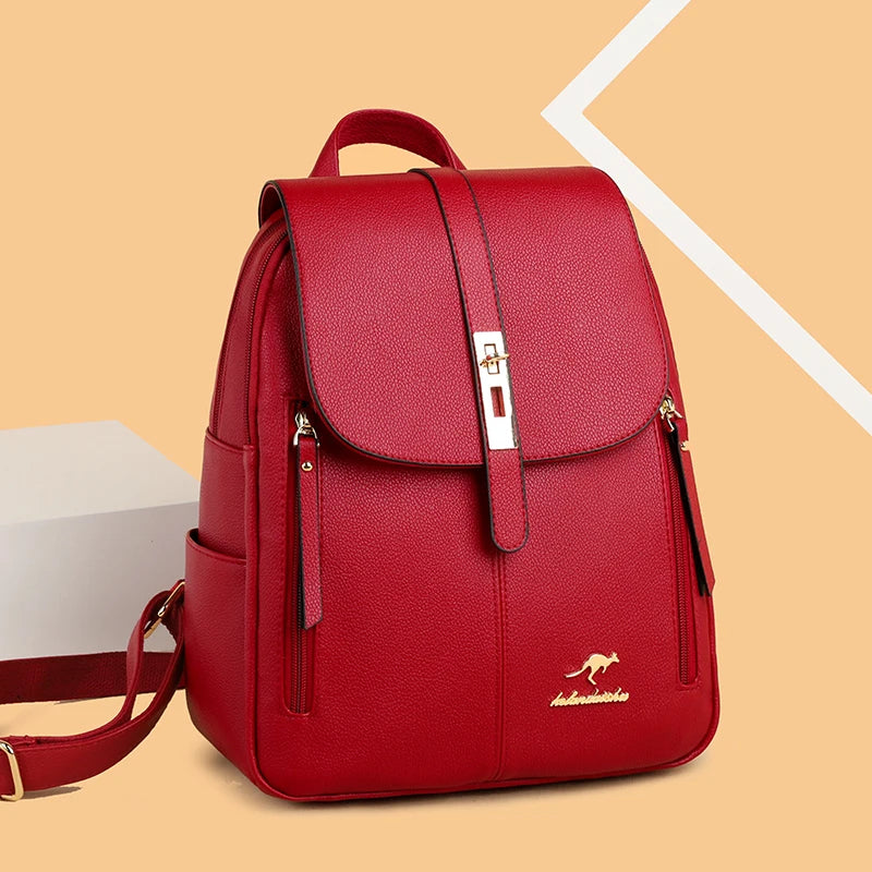 Luxury Designer Ladies Bookbag Fashion Women Backpack High Quality PU Leather Backpacks Large Capacity Travel SchoolBag Mochilas
