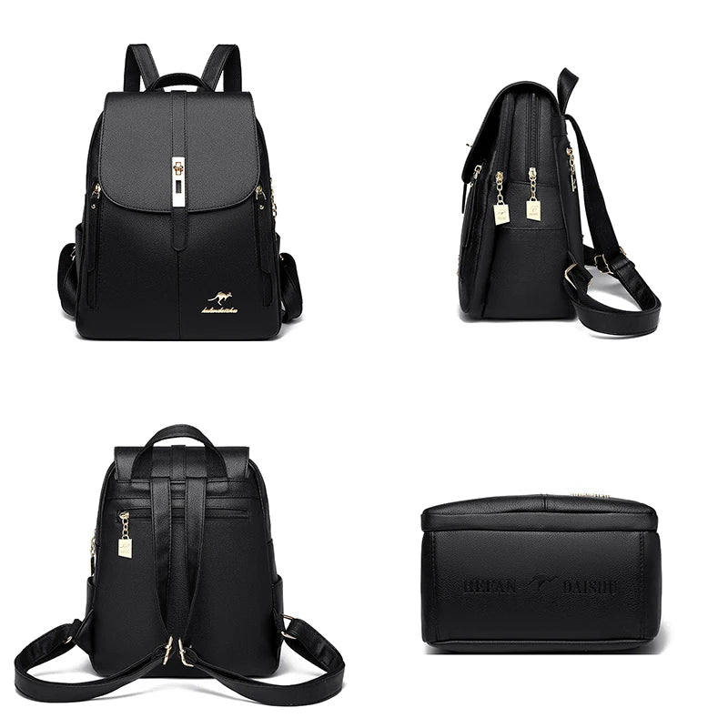 Luxury Designer Ladies Bookbag Fashion Women Backpack High Quality PU Leather Backpacks Large Capacity Travel SchoolBag Mochilas