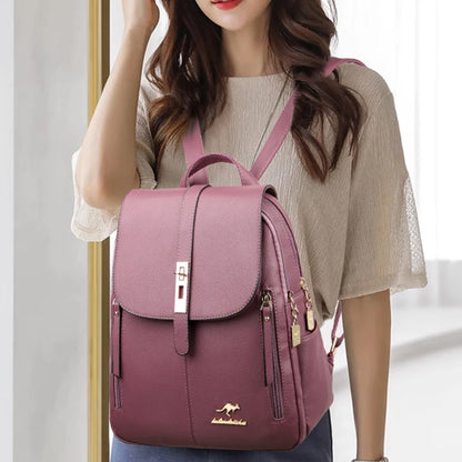 Luxury Designer Ladies Bookbag Fashion Women Backpack High Quality PU Leather Backpacks Large Capacity Travel SchoolBag Mochilas