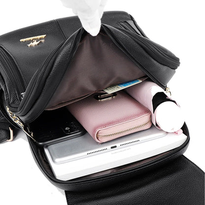 Luxury Designer Ladies Bookbag Fashion Women Backpack High Quality PU Leather Backpacks Large Capacity Travel SchoolBag Mochilas